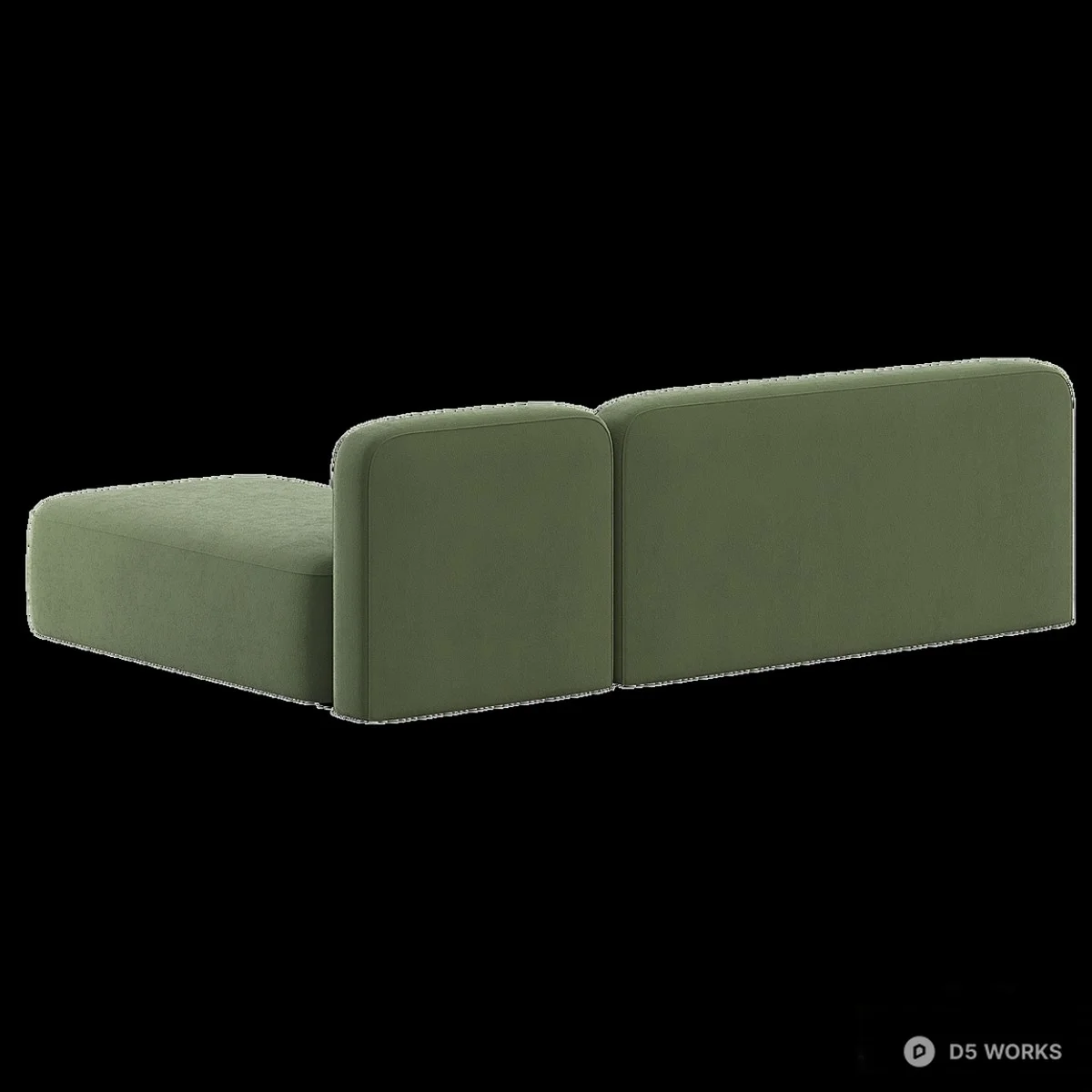 Olive Green Modular Sectional Sofa 3d model thumbnail 3
