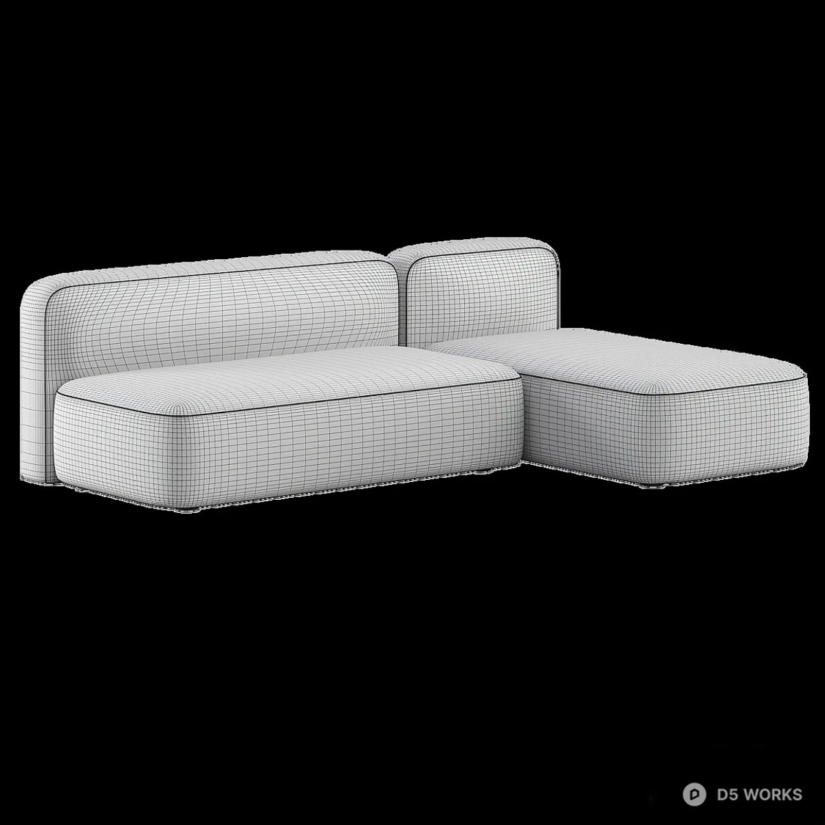 Olive Green Modular Sectional Sofa 3d model thumbnail 4