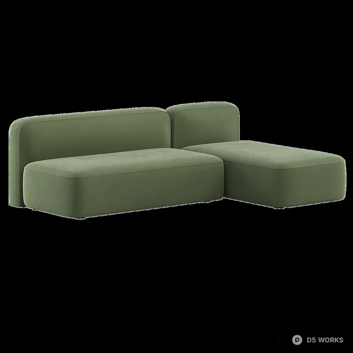 Olive Green Modular Sectional Sofa 3d model - Image 1