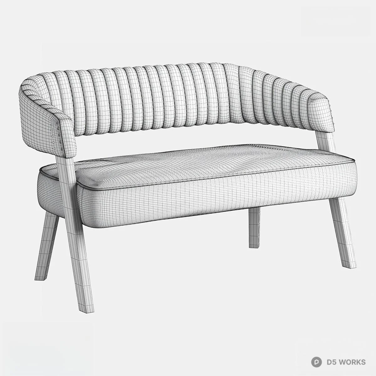 Retro Leather Two Seater Sofa 3d model thumbnail 2