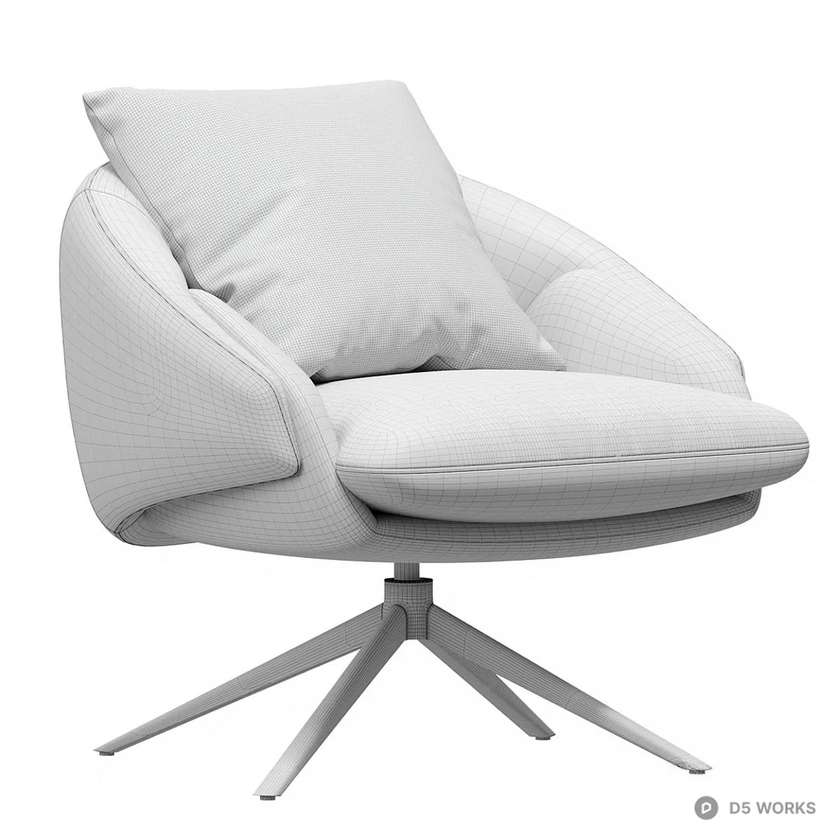 Velvet Swivel Lounge Chair 3d model thumbnail 2