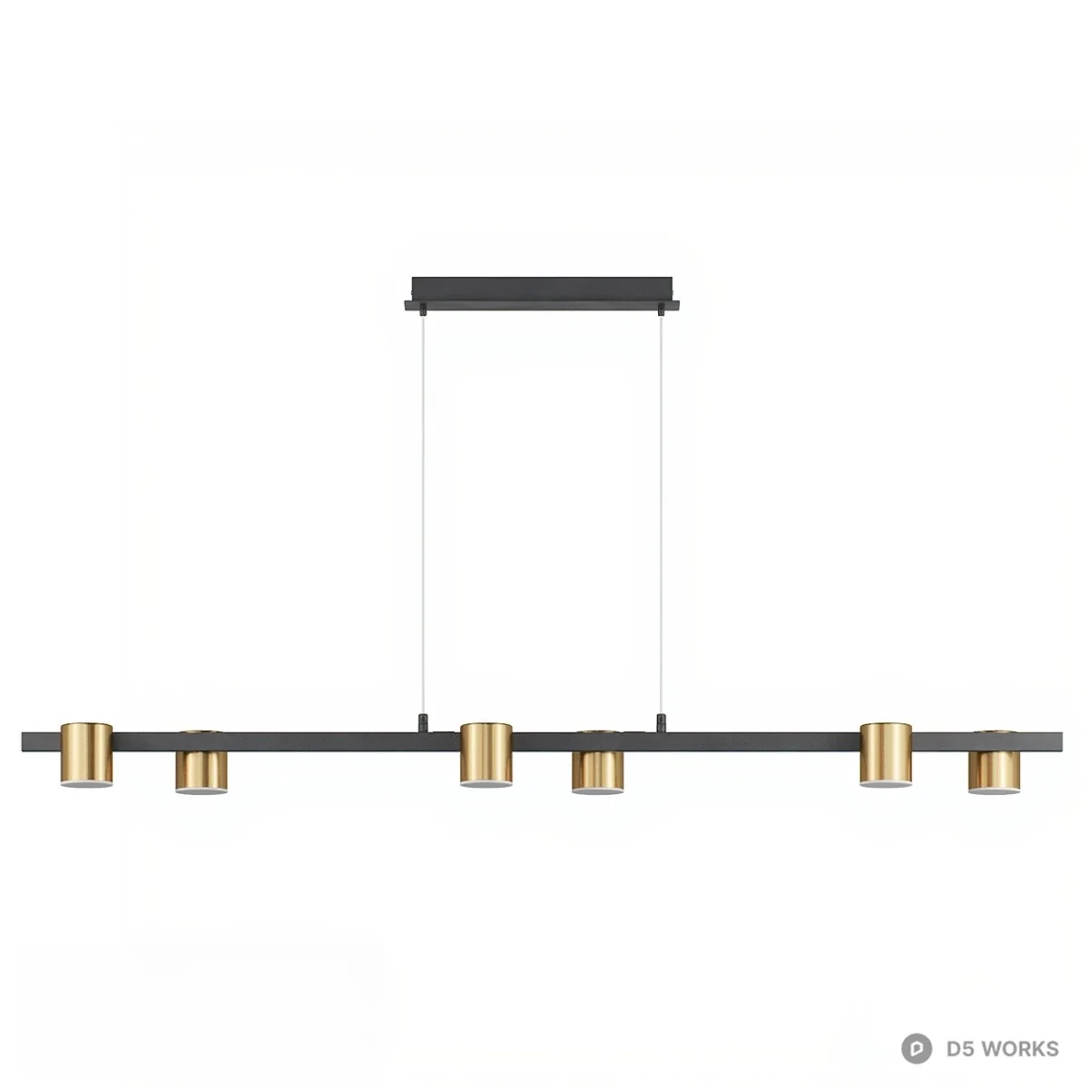 Linear Pendant Light With Gold Accents 3d model thumbnail 3