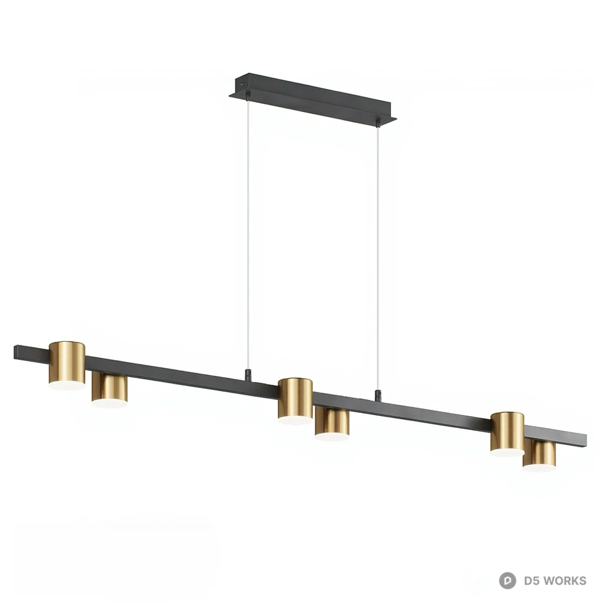 Linear Pendant Light With Gold Accents 3d model - Image 1