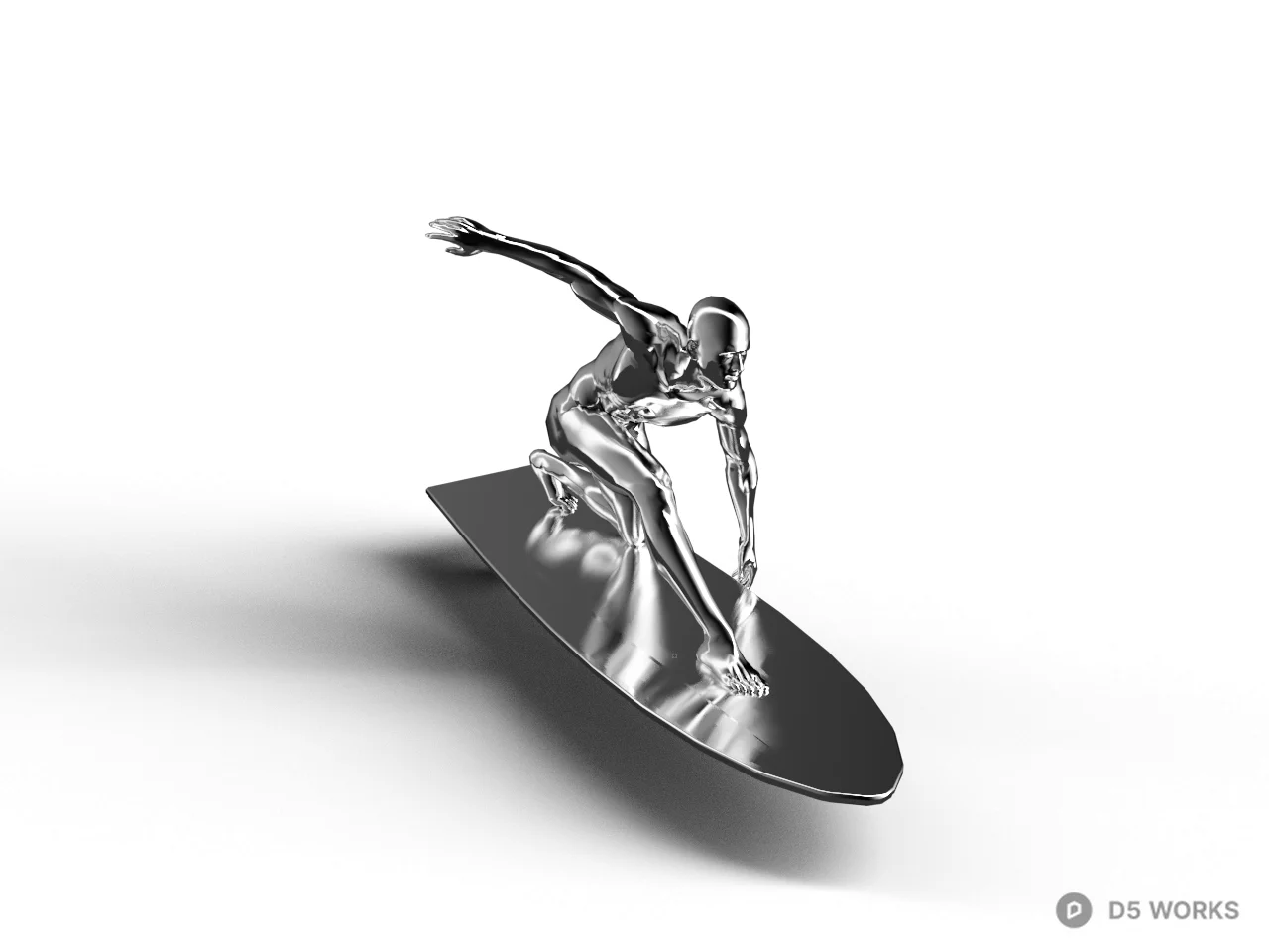 Metal Surfing Sculpture Decor 3d model - Image 1