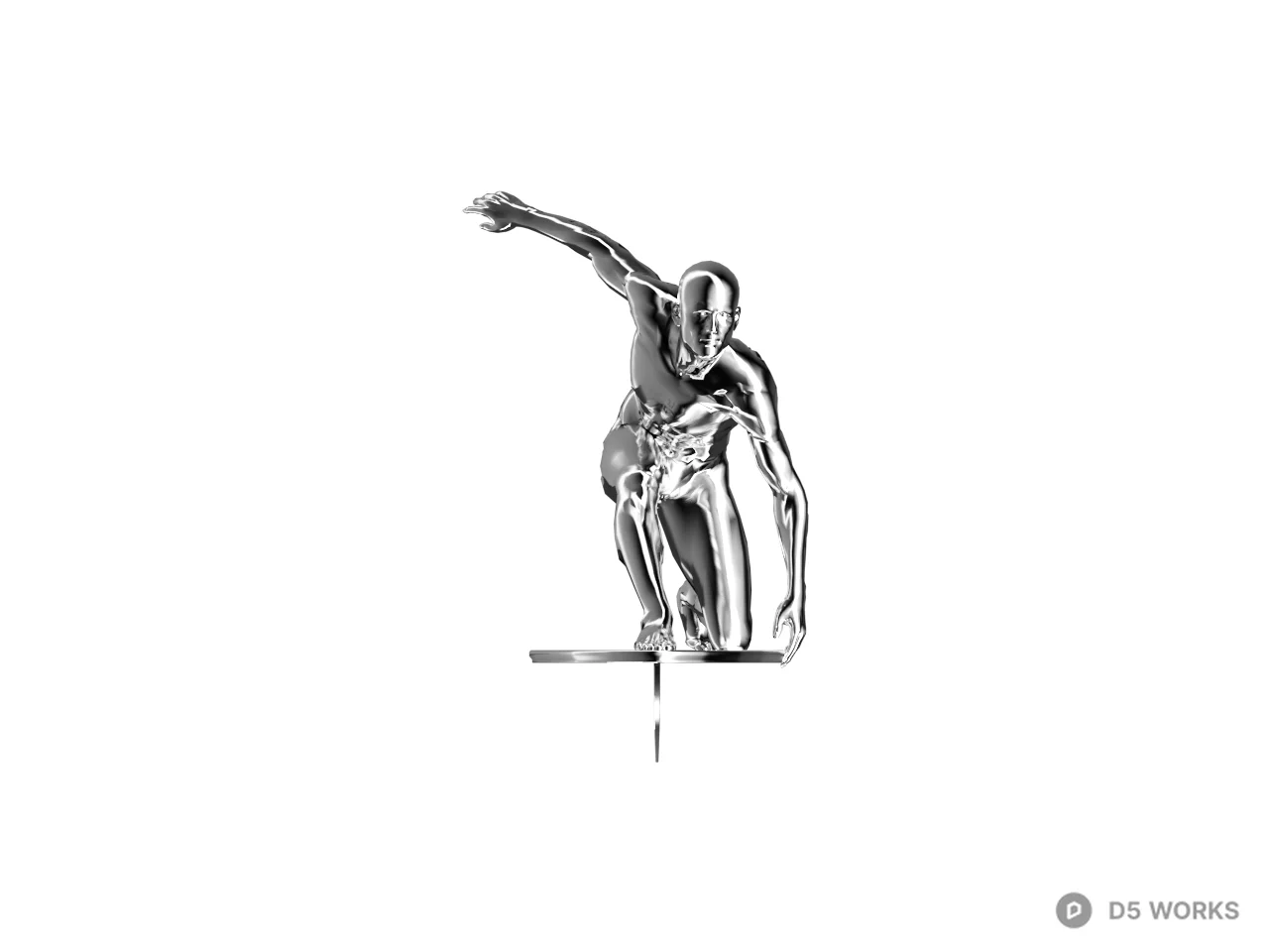 Metal Surfing Sculpture Decor 3d model thumbnail 2