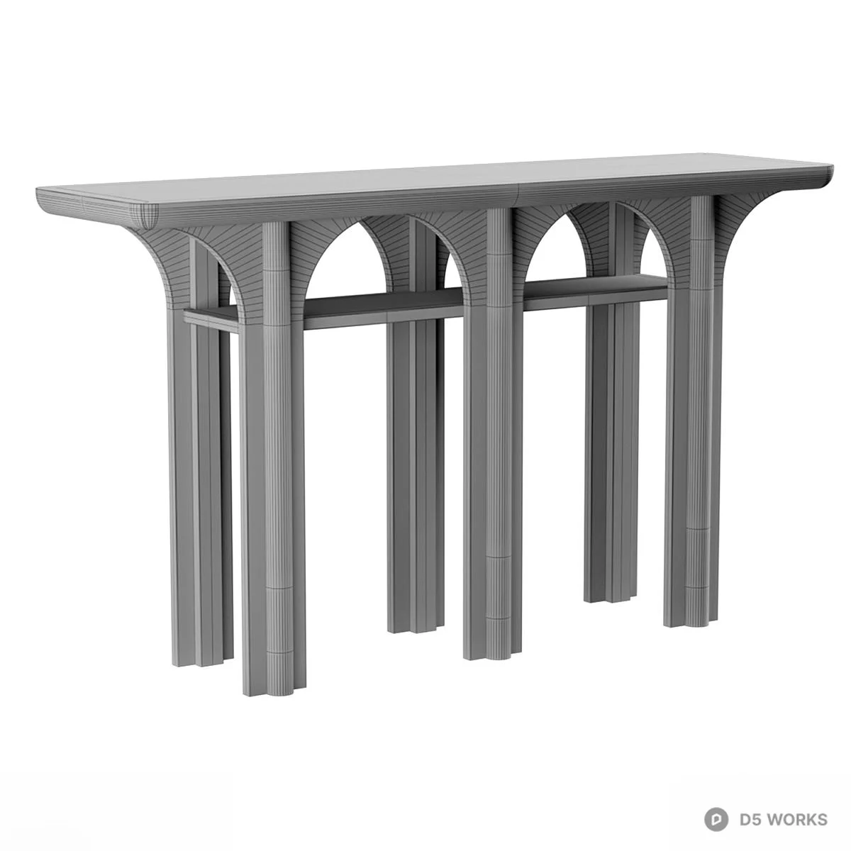 Mid Century Modern Dining Table 3d model thumbnail 3
