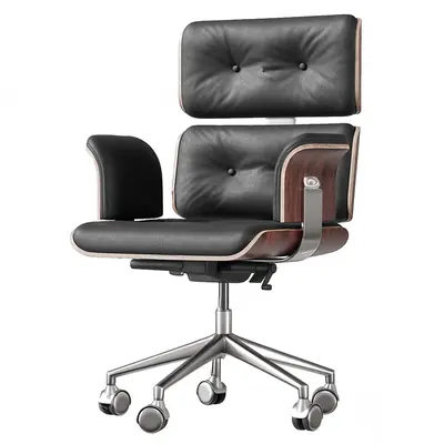Mid-Century Modern Leather Office Chair 3d model