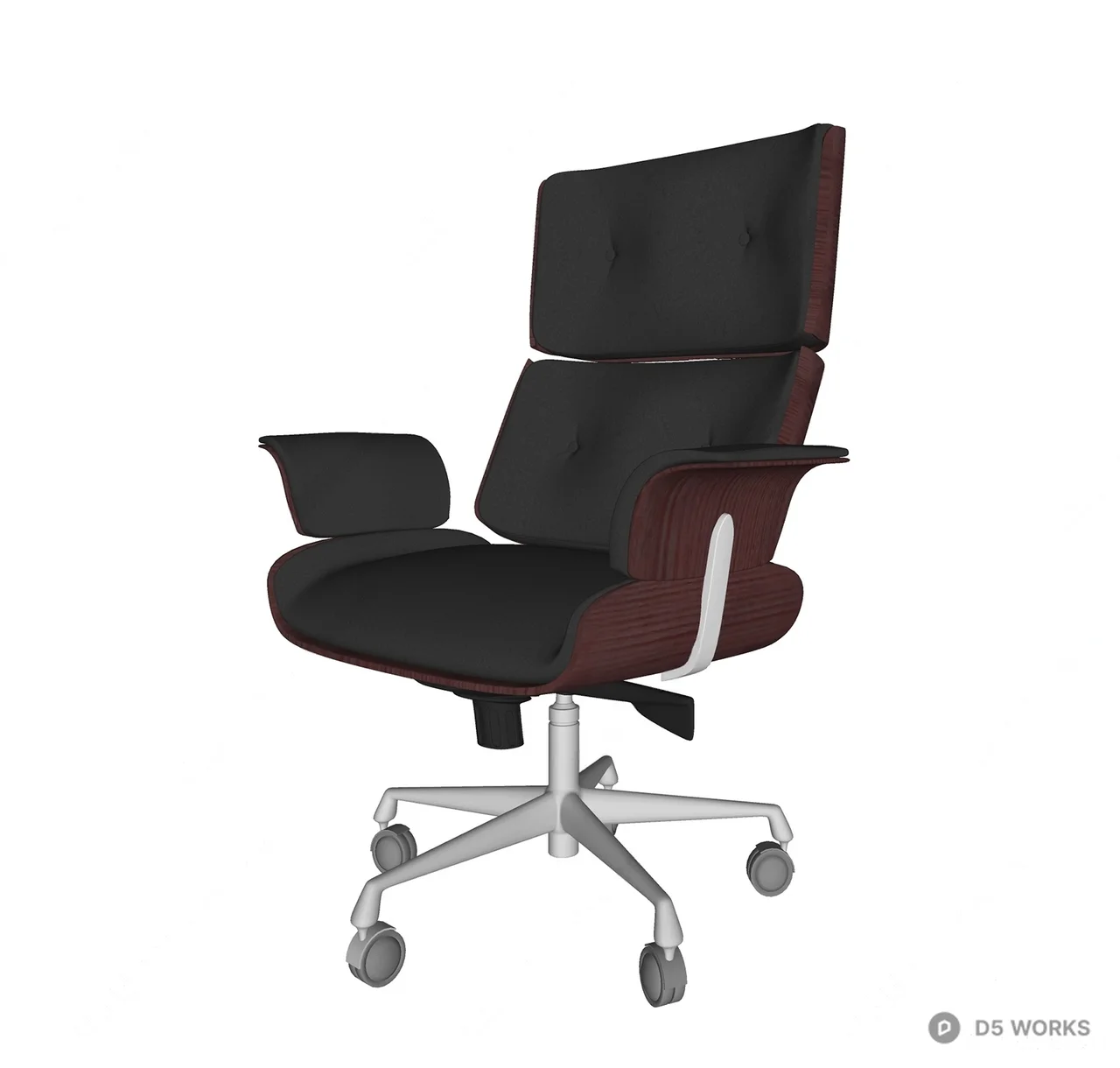Mid-Century Modern Leather Office Chair 3d model thumbnail 2