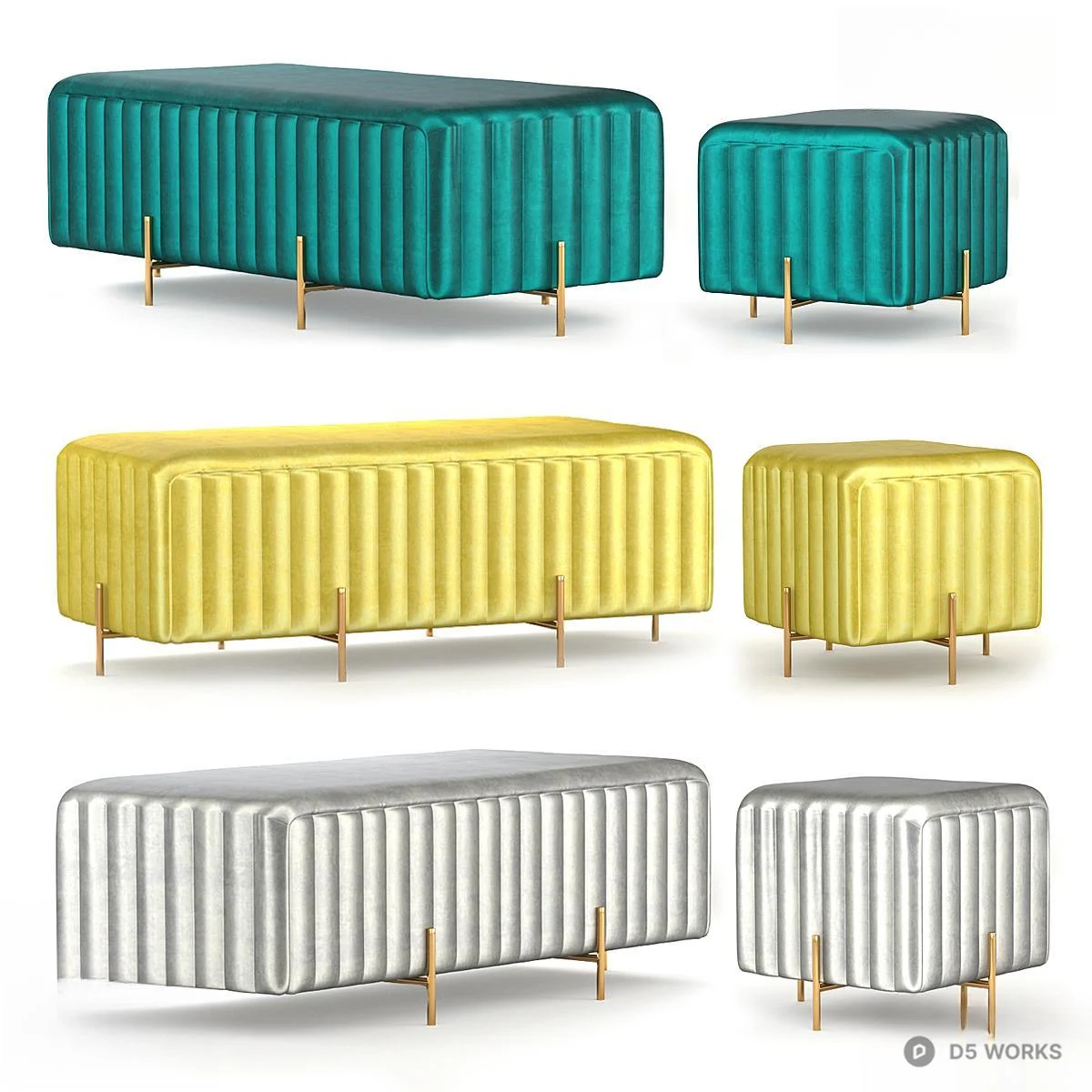 Velvet Sofa Stool 3d model - Image 1