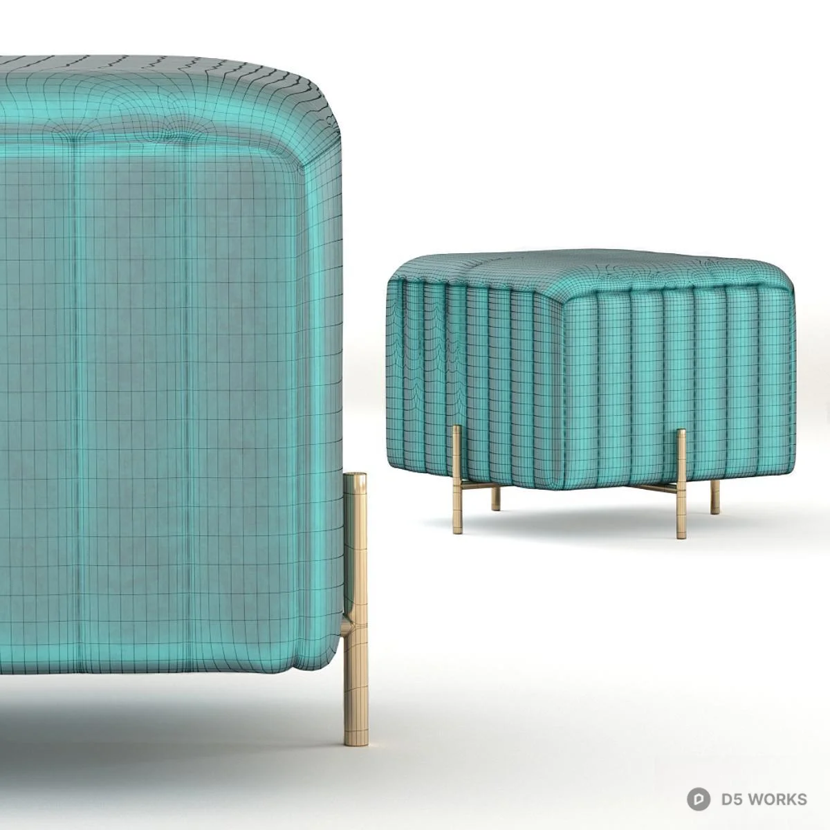 Velvet Sofa Stool 3d model thumbnail 3
