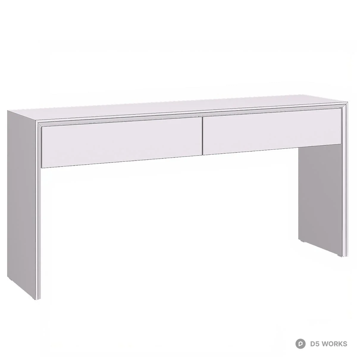 Marble Front Wood Console Table 3d model thumbnail 2