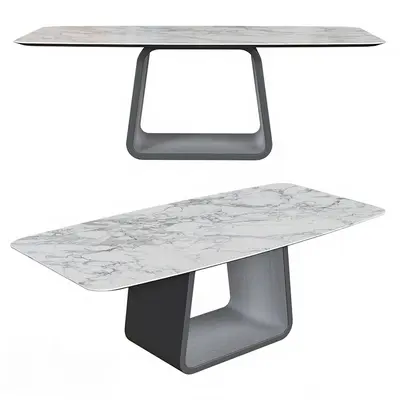Marble Top Dining Table With Sculptural Base 3d model
