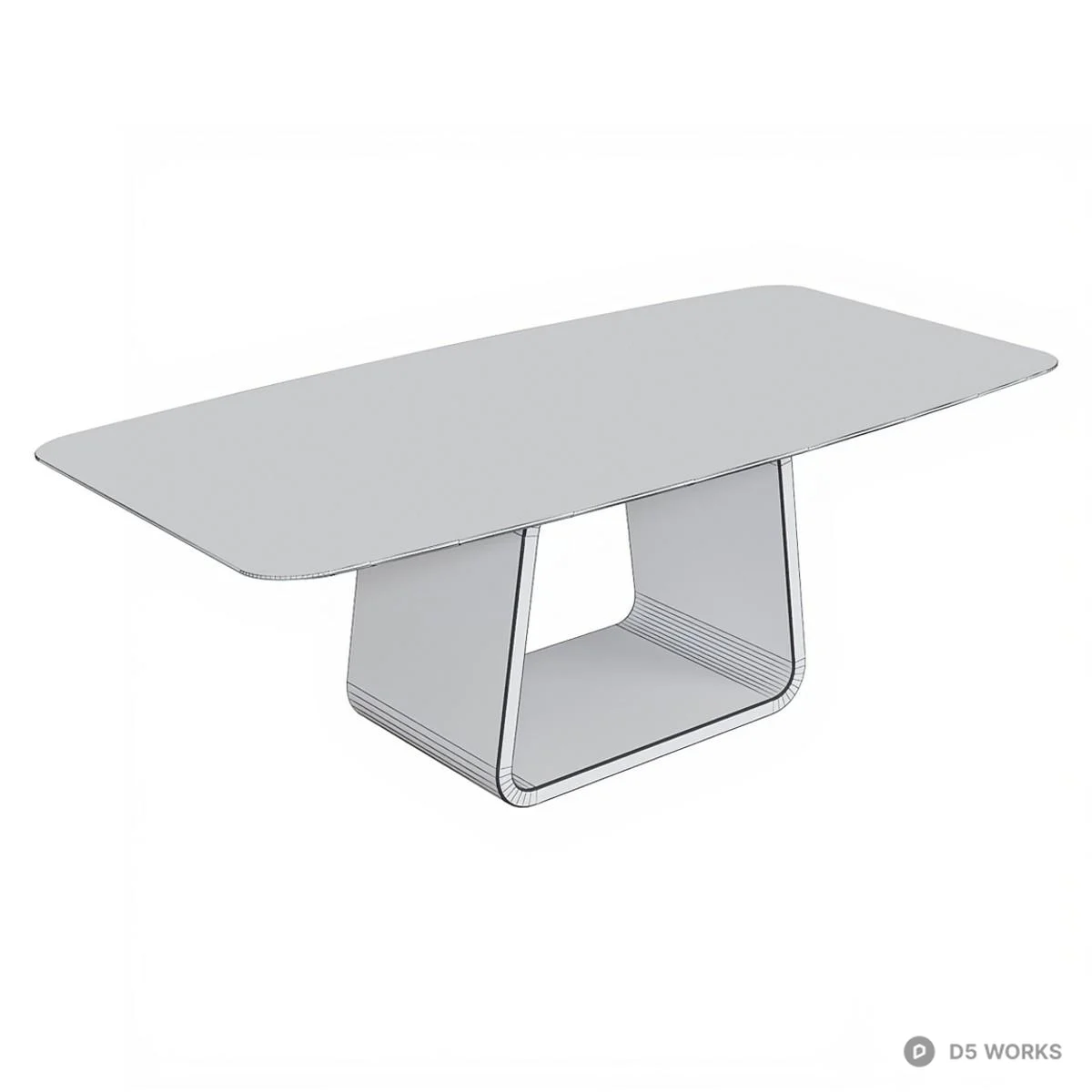 Marble Top Dining Table With Sculptural Base 3d model thumbnail 2