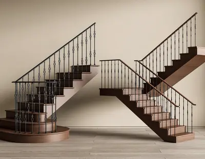 Mid-Century Modern French Handrail Staircase