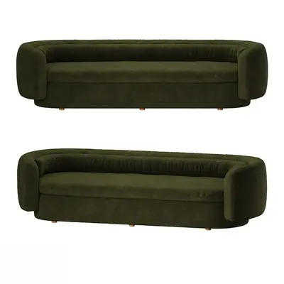 Olive Green Velvet Three Seater Sofa 3d model