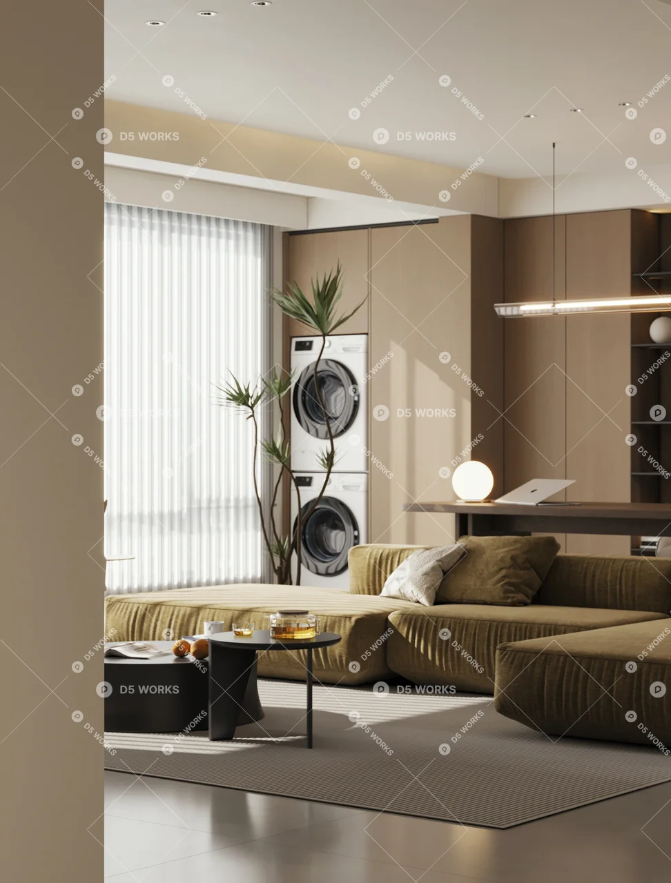 Modern Home Living Room 3d model thumbnail 3