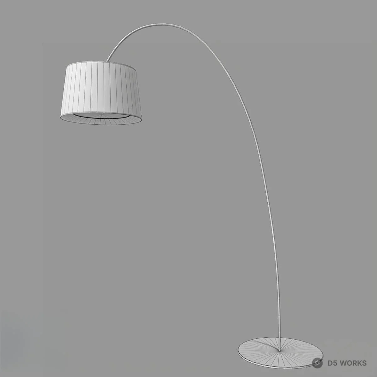 Arc Floor Lamp With Matte Black Shade 3d model thumbnail 2