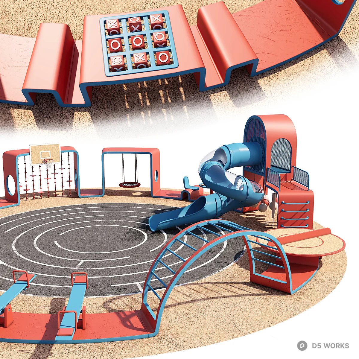 Circular Theme Park Playground 3d model thumbnail 2