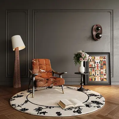 Leather Armchair with Metal Frame 3d model