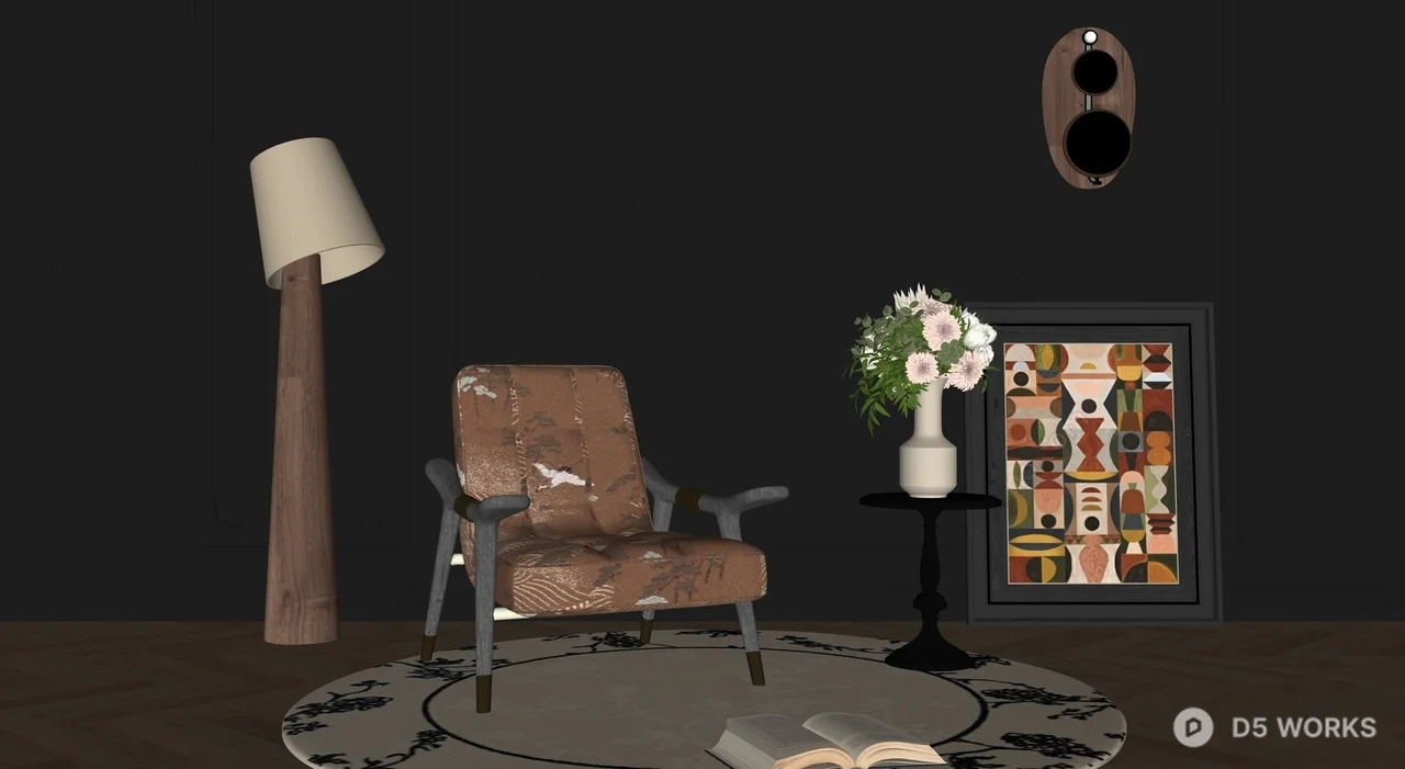 Leather Armchair with Metal Frame 3d model thumbnail 2