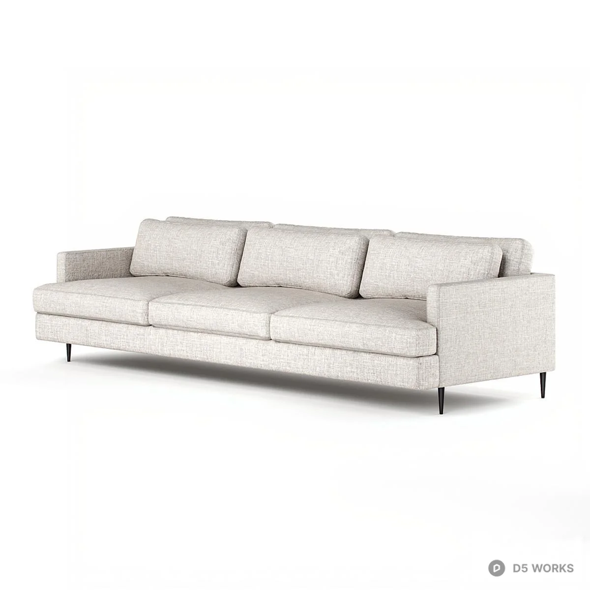 Textured Fabric Three Seater Sofa 3d model thumbnail 3