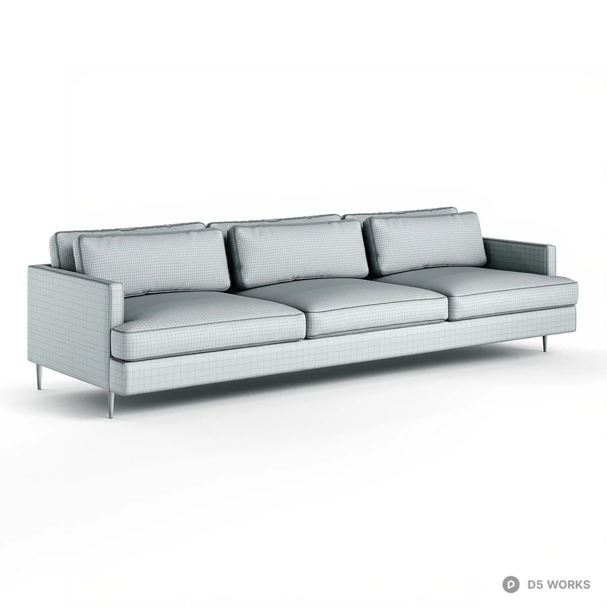 Textured Fabric Three Seater Sofa 3d model thumbnail 4