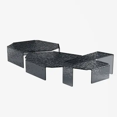 Textured Hexagonal Modular Coffee Table Set 3d model