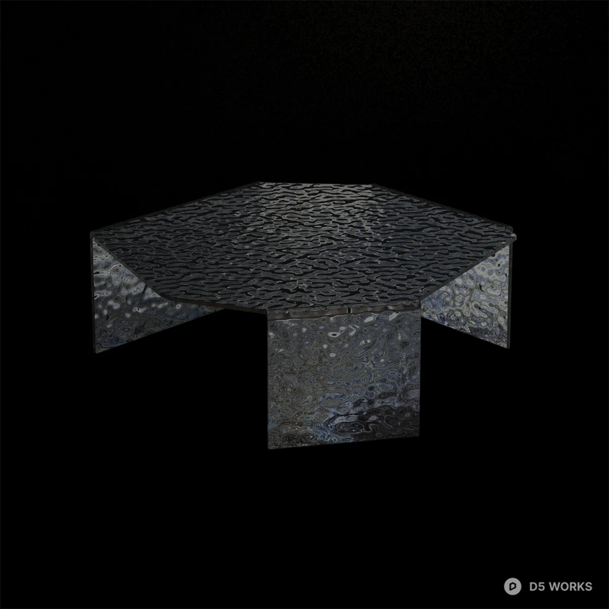 Textured Hexagonal Modular Coffee Table Set 3d model thumbnail 3
