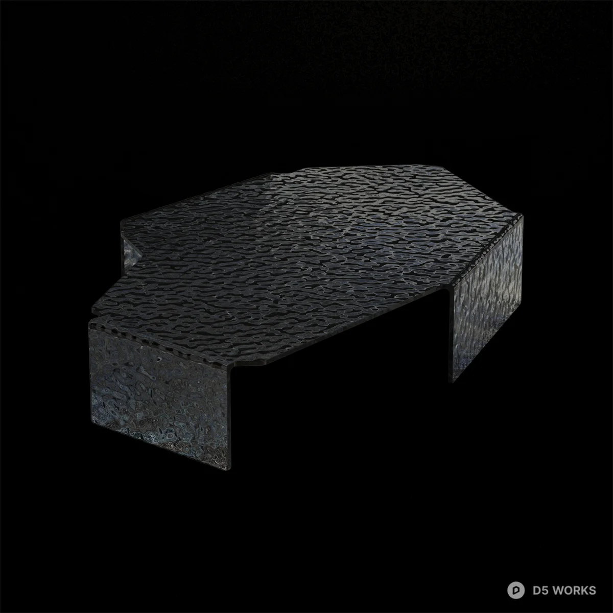 Textured Hexagonal Modular Coffee Table Set 3d model thumbnail 4