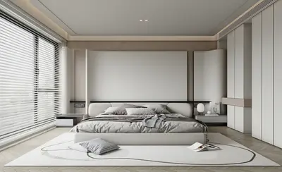 Minimalist Modern Bedroom With Integrated Storage 3d model