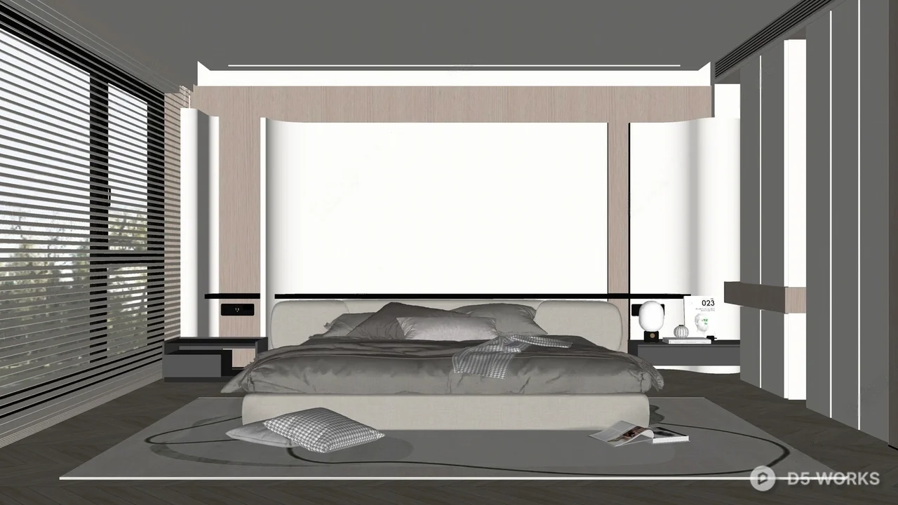 Minimalist Modern Bedroom With Integrated Storage 3d model thumbnail 2
