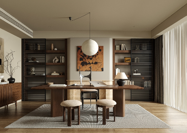 Mid-Century Modern Study Room