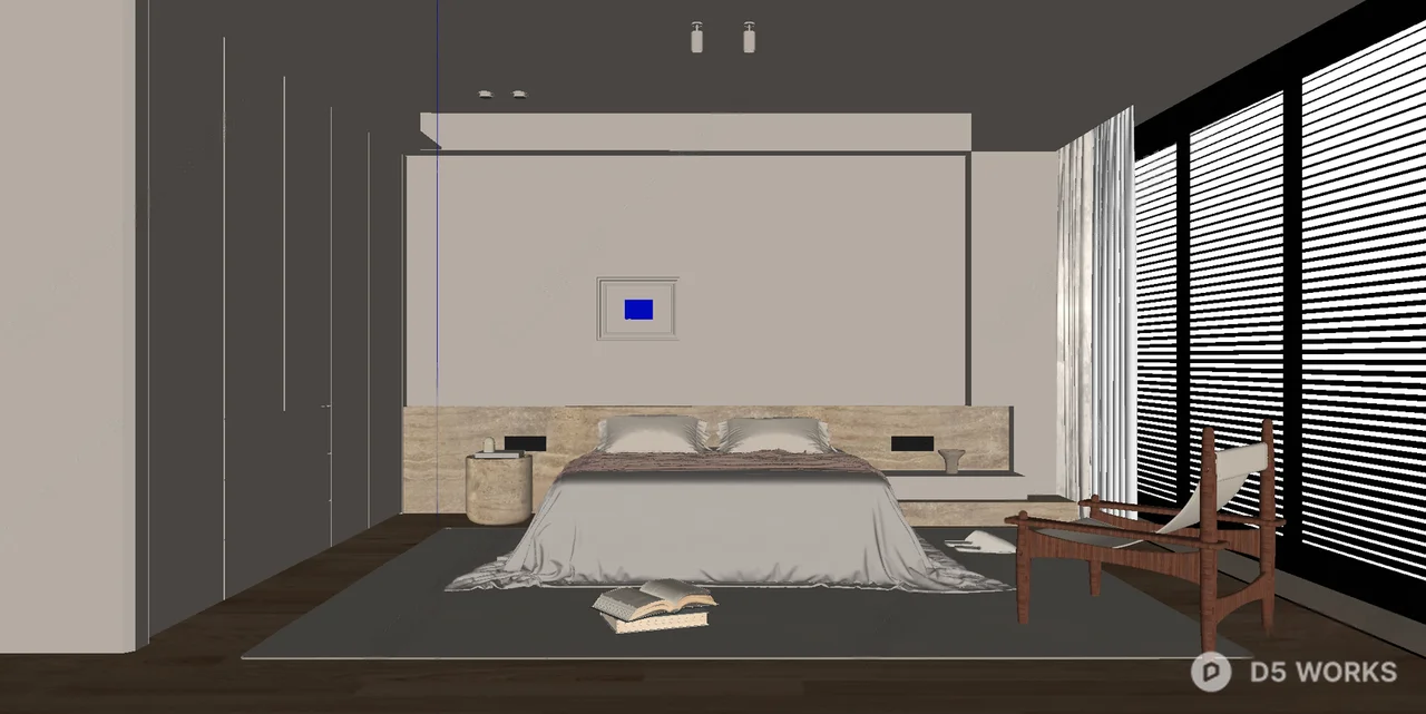 Minimalist Bedroom with Ambient Lighting 3d model thumbnail 2