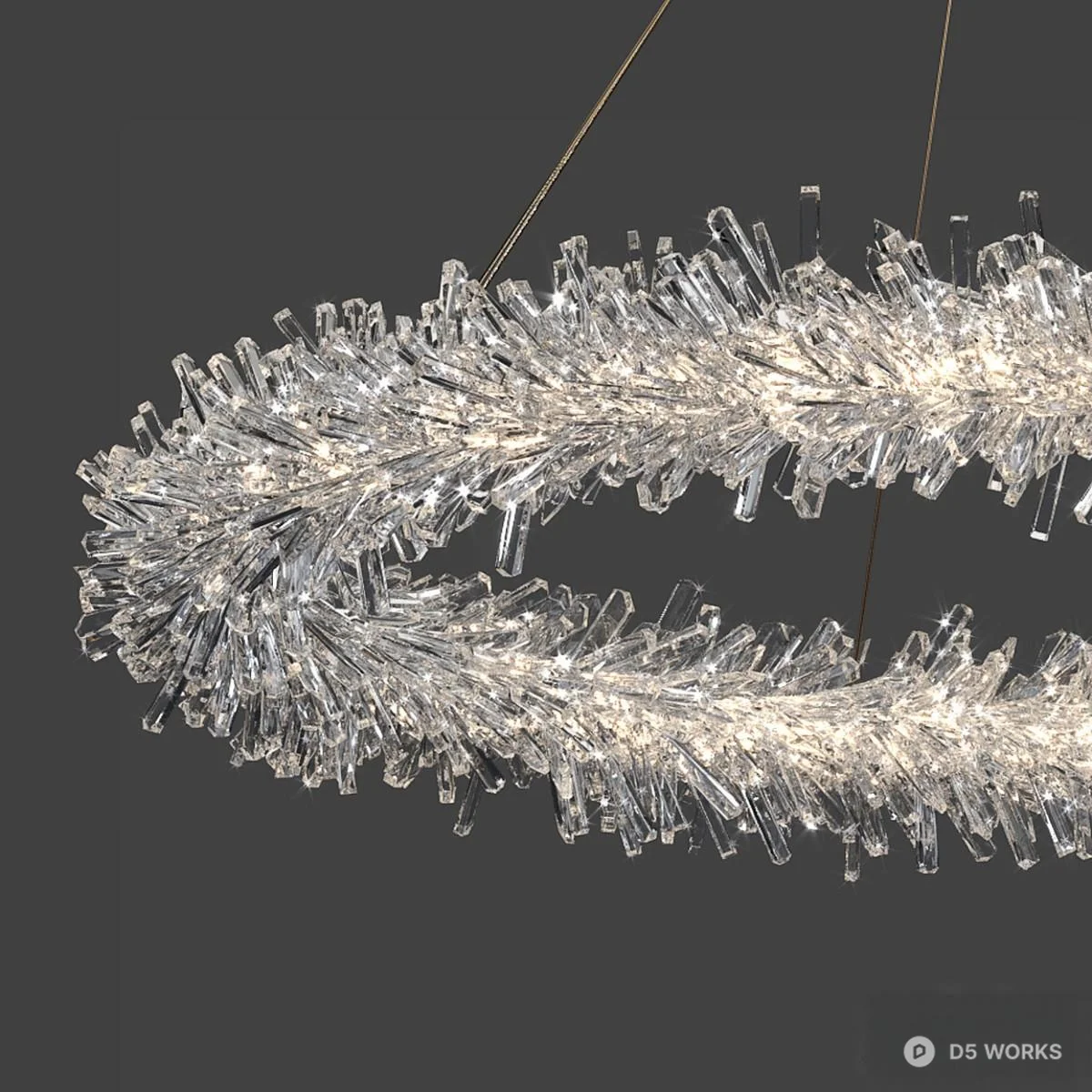Crystal Fringe Chandelier Set 3d model thumbnail 3