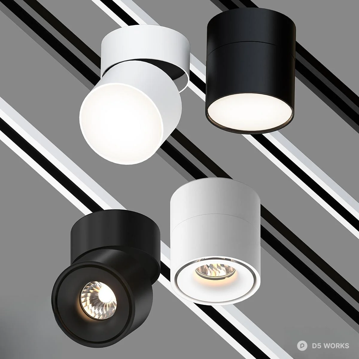 Adjustable Cylindrical Track Light 3d model - Image 1