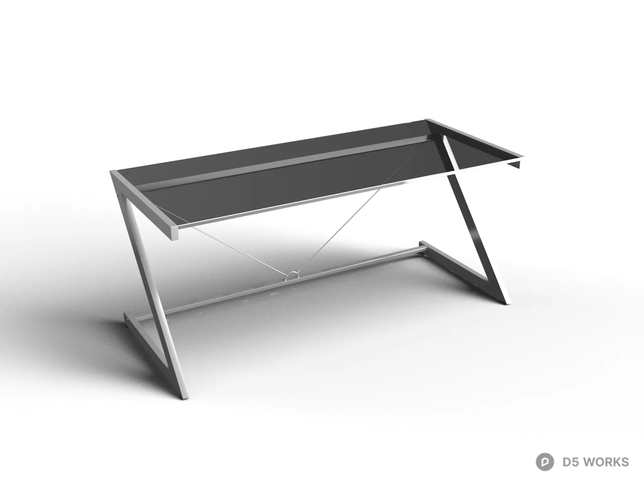 Minimalist Metal Frame Desk 3d model - Image 1