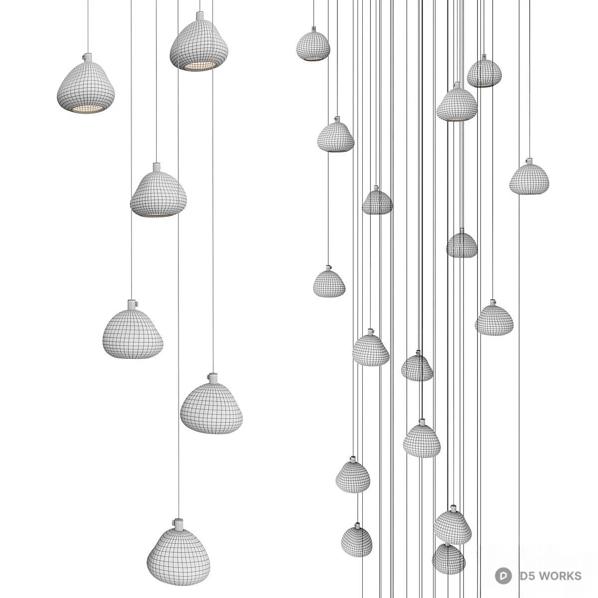Cluster Pendant Light With Glass Droplets 3d model thumbnail 4