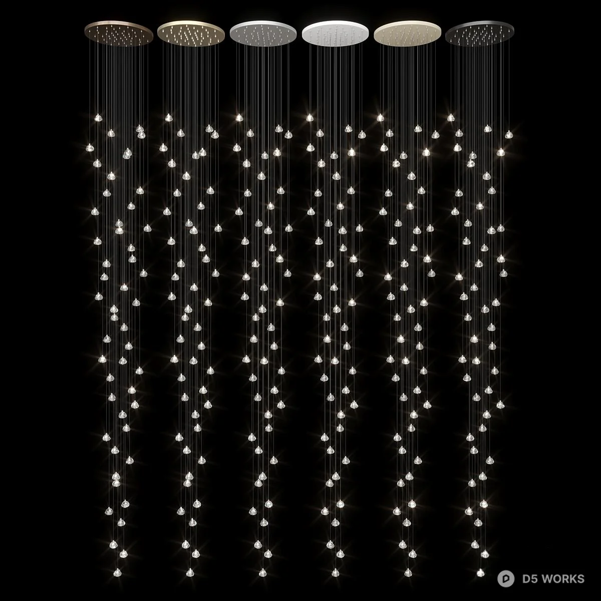 Cluster Pendant Light With Glass Droplets 3d model thumbnail 3