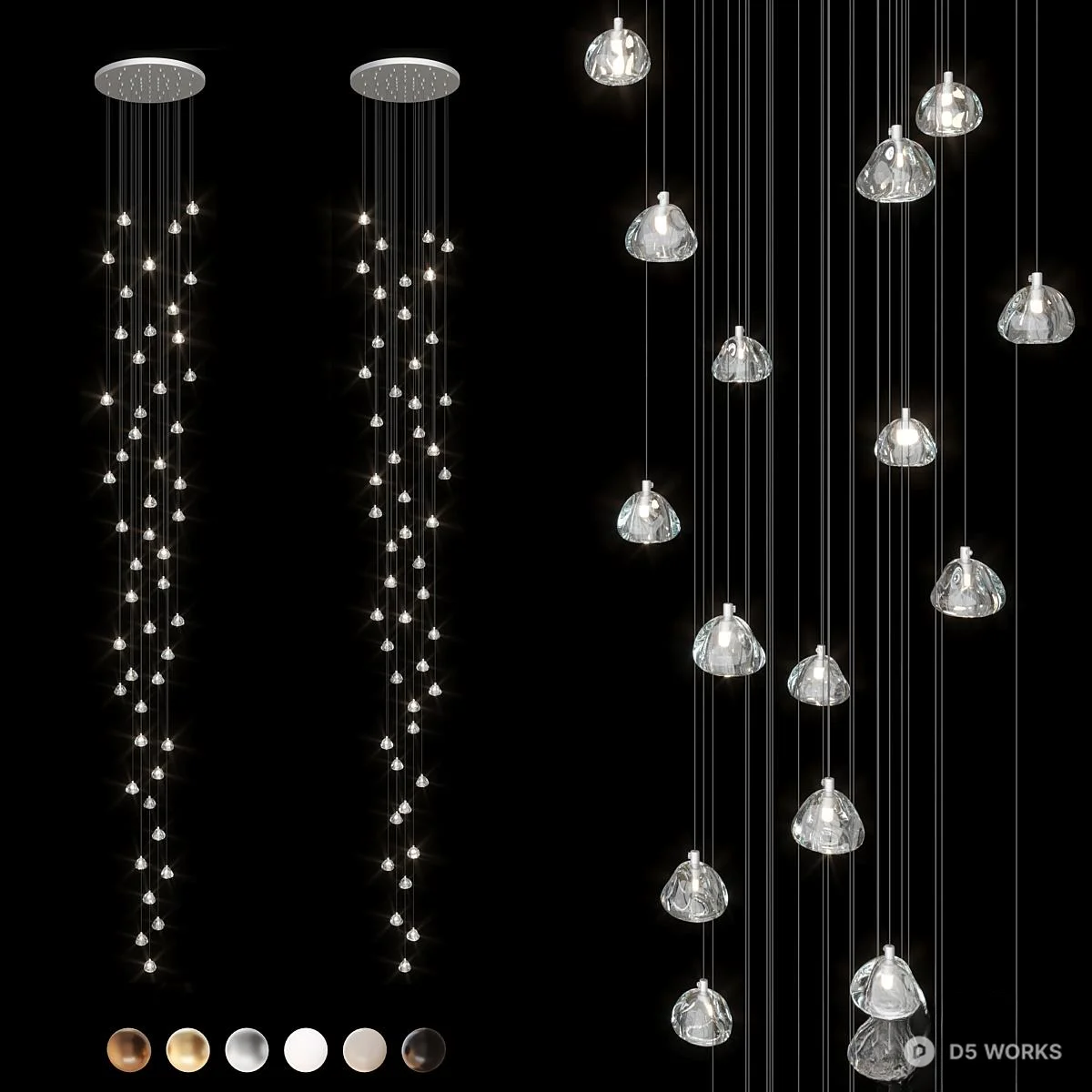 Cluster Pendant Light With Glass Droplets 3d model - Image 1