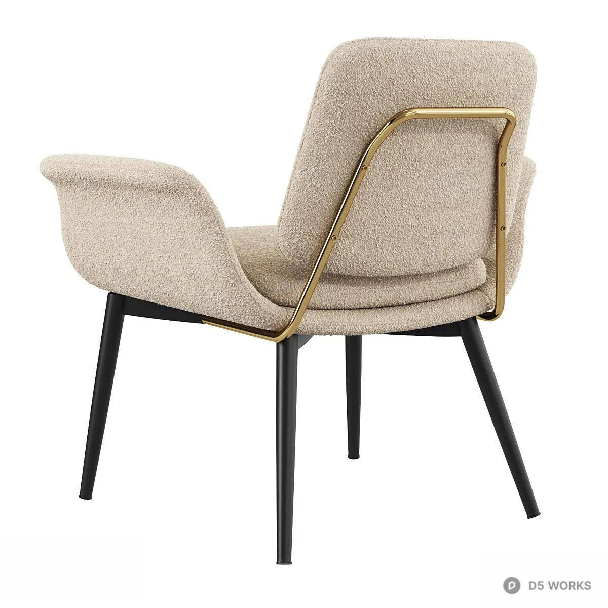 Textured Upholstered Armchair 3d model thumbnail 2
