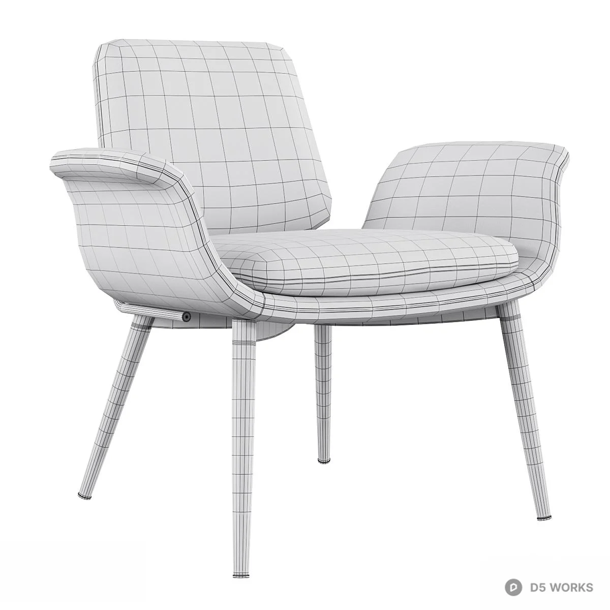 Textured Upholstered Armchair 3d model thumbnail 3