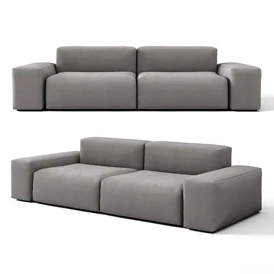 Modular Gray Fabric Three Seater Sofa 3d model
