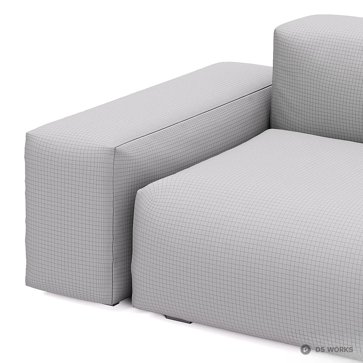 Modular Gray Fabric Three Seater Sofa 3d model thumbnail 3