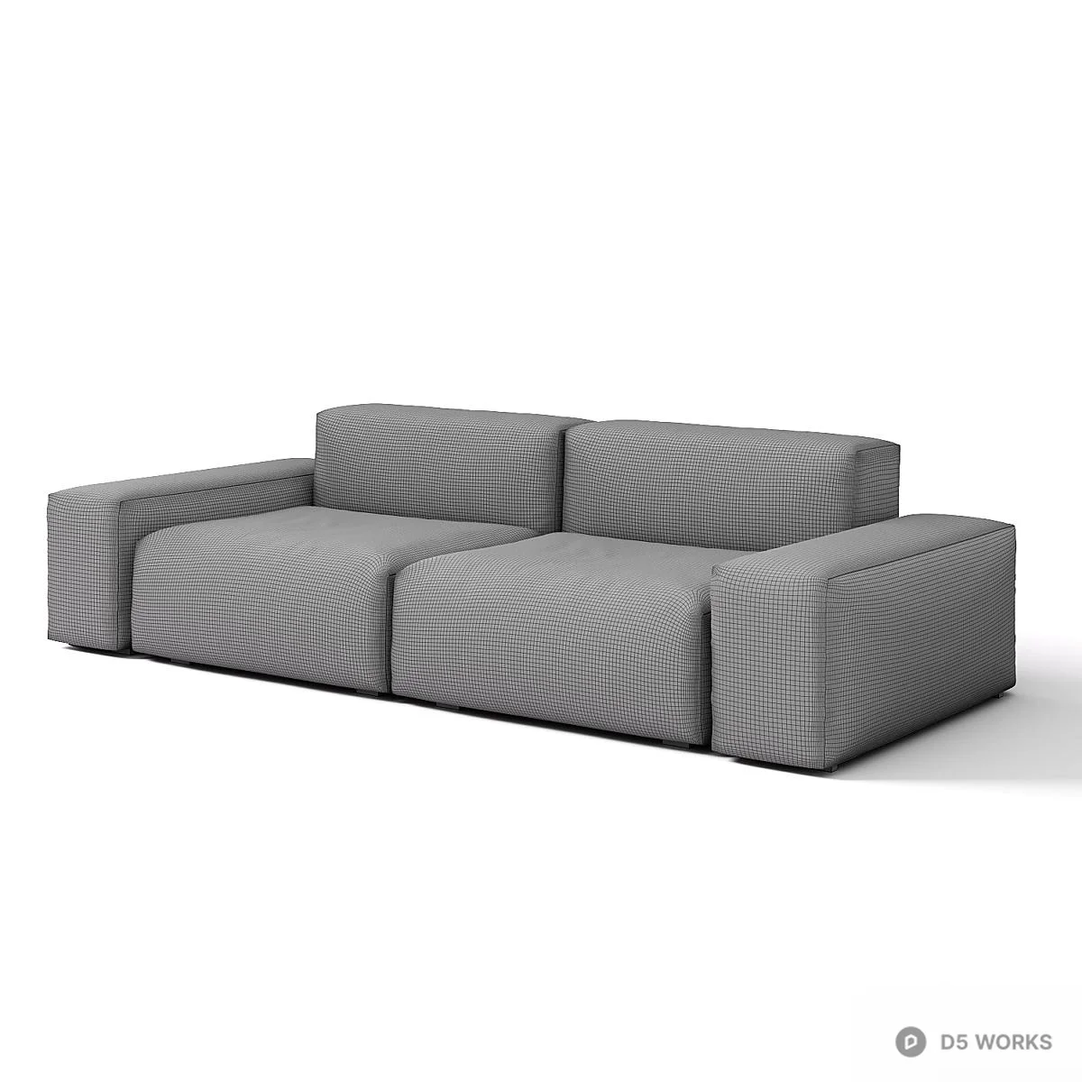 Modular Gray Fabric Three Seater Sofa 3d model thumbnail 2