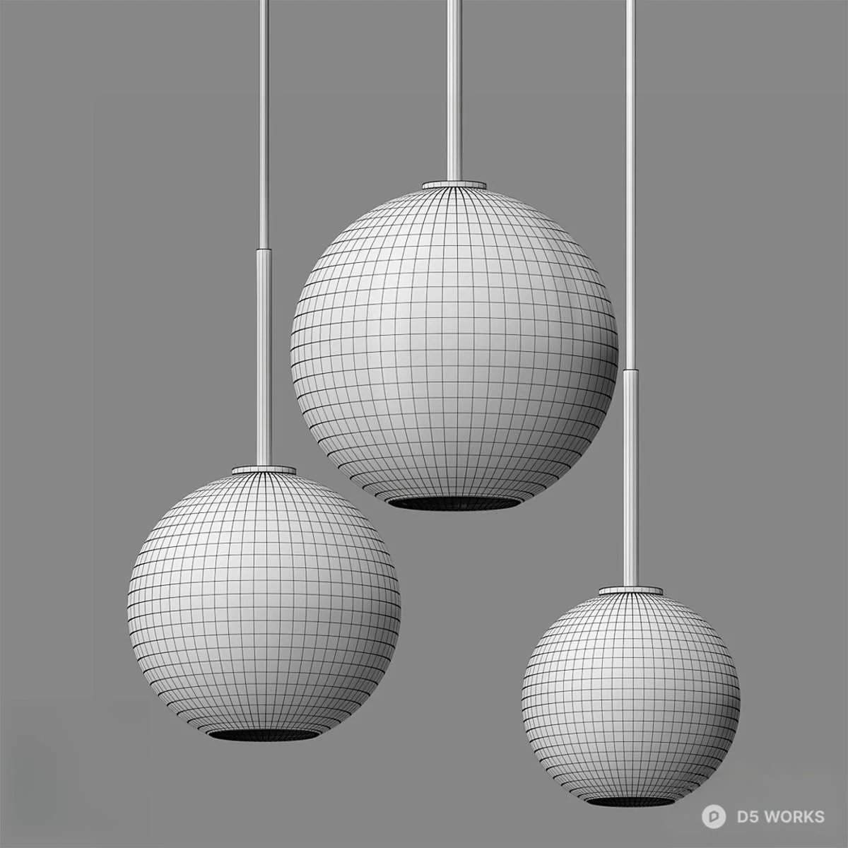 Minimalist Glass Sphere Pendant Lights 3d model thumbnail 2