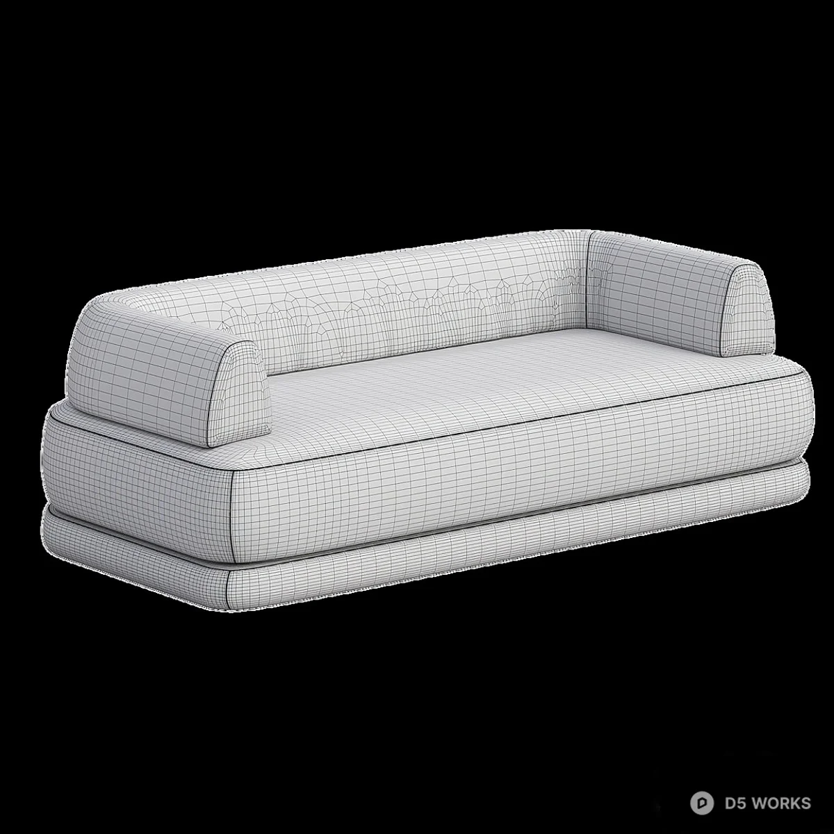 Minimalist Upholstered Double Sofa 3d model thumbnail 4