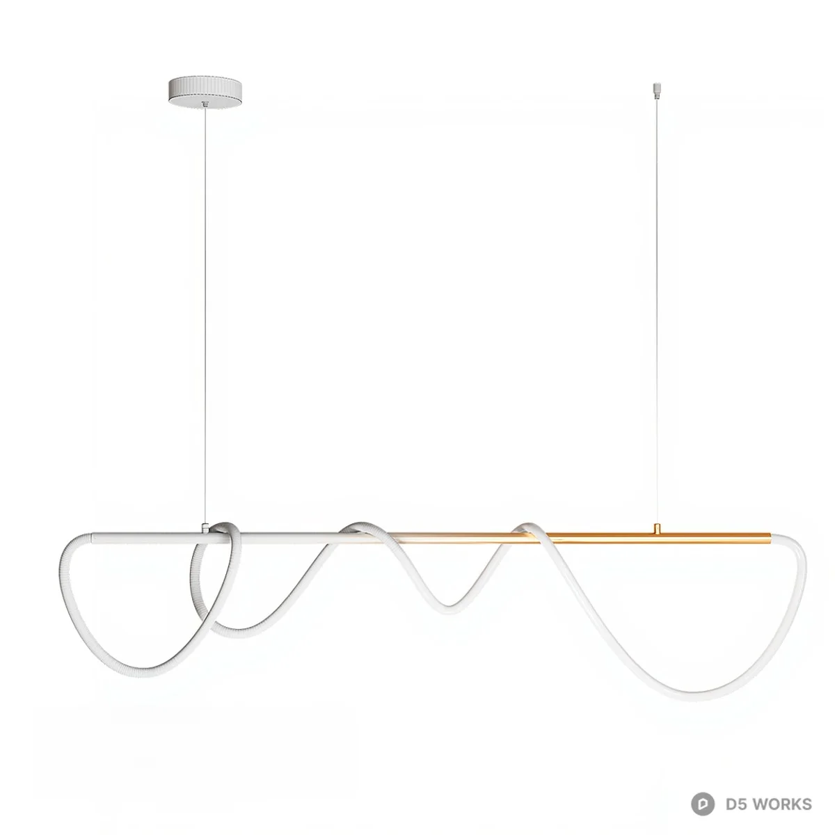 Minimalist Linear Pendant Light With Curved Cable 3d model thumbnail 2