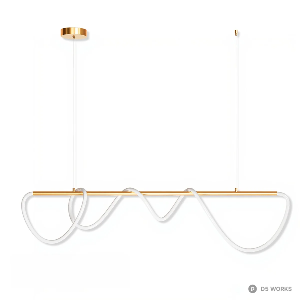 Minimalist Linear Pendant Light With Curved Cable 3d model - Image 1