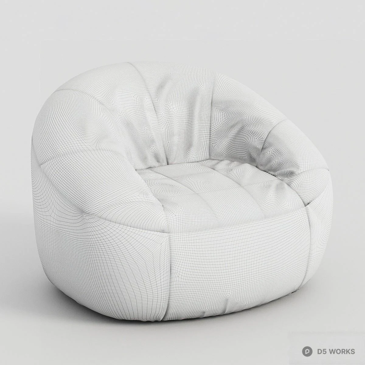 Velvet Upholstered Bean Bag Sofa 3d model thumbnail 4