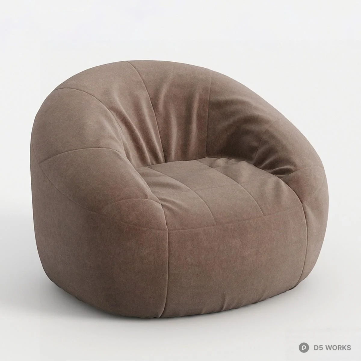 Velvet Upholstered Bean Bag Sofa 3d model thumbnail 2